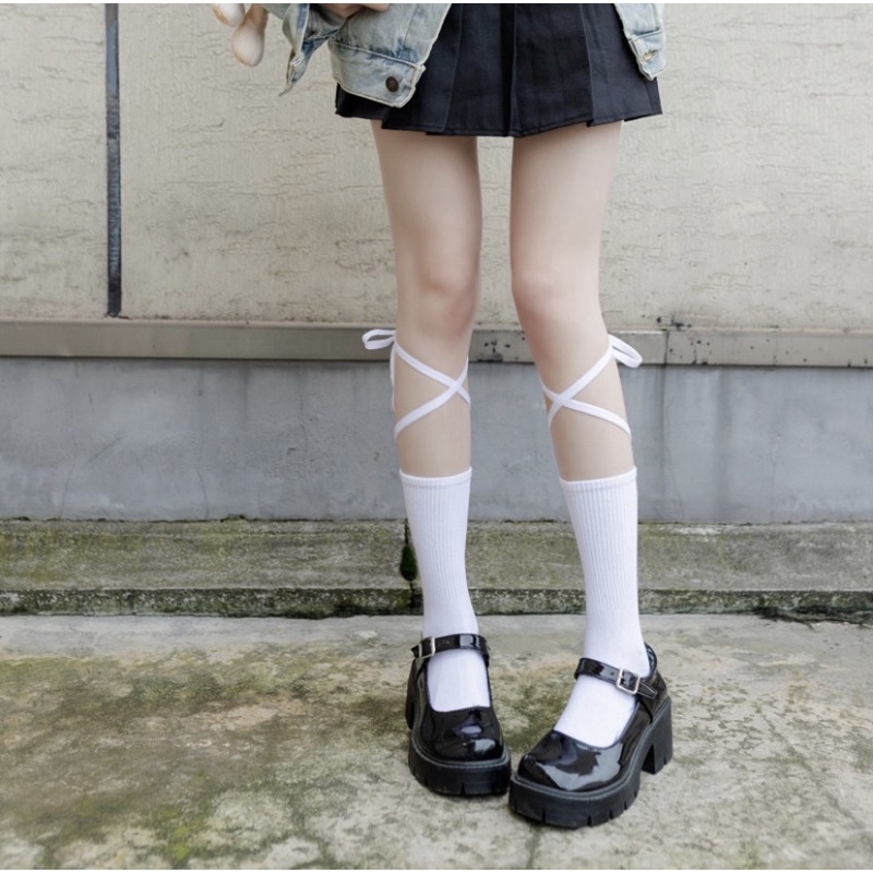 Tất cổ cao Lolita cột dây thời trang cá tính cho thiếu nữ