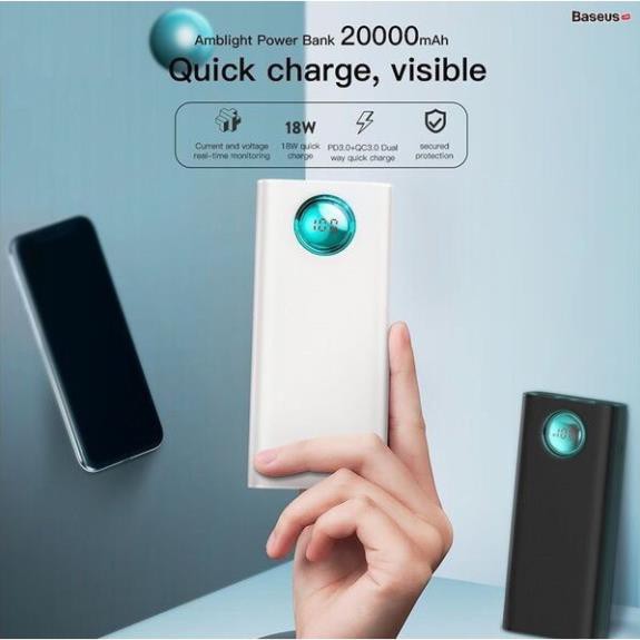 Pin sạc dự phòng 20.000mAh Baseus Amblight Quick Charger 3.0, Chính hãng bảo hành 24 tháng