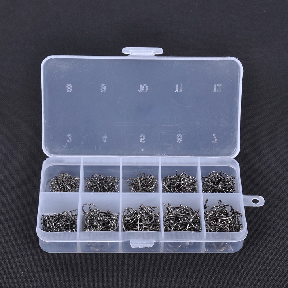 Set 500/600 Lưỡi Câu Cá Màu Vàng/Đen 10 Kích Cỡ 3 Kích Cỡ#-12# Bộ Lưỡi Câu Cá Siêu Nhọn Chuyên Dụng