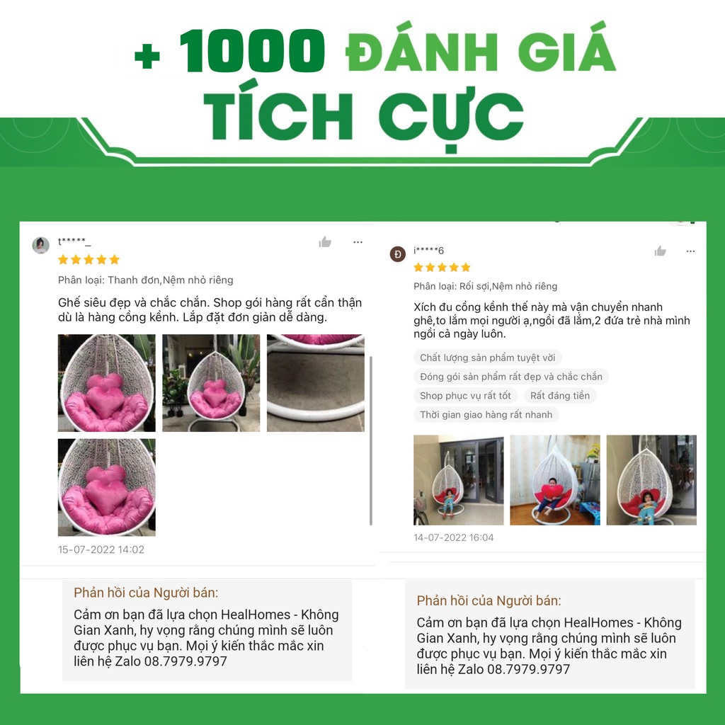 uà tặng bộ 2 bàn một ghế Xích đu giả mây lõi thép cao cấp trang trí ban công và sân vườn, ghế thư giãn/Healhomes