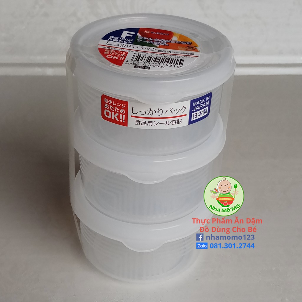 Bộ 3 hộp tròn 180ml trữ đồ ăn dặm cho bé Nakaya nội địa Nhật - Nhà Mỡ Mỡ