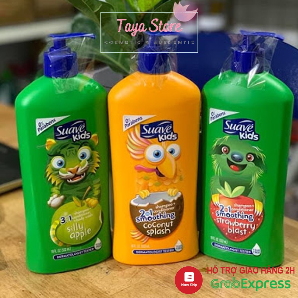 Sữa tắm cho bé 532ml và 1180ml Suave Kids 3in1 Mỹ hương dâu, hương dừa, hương táo, hương dưa hấu