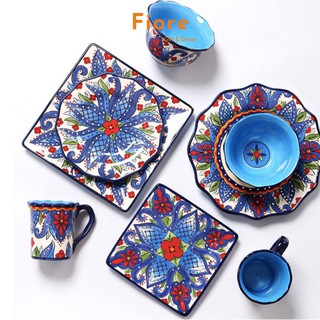 Bát đĩa sứ , chén dĩa sứ decor hoa văn phong cách Âu Mỹ Fiore