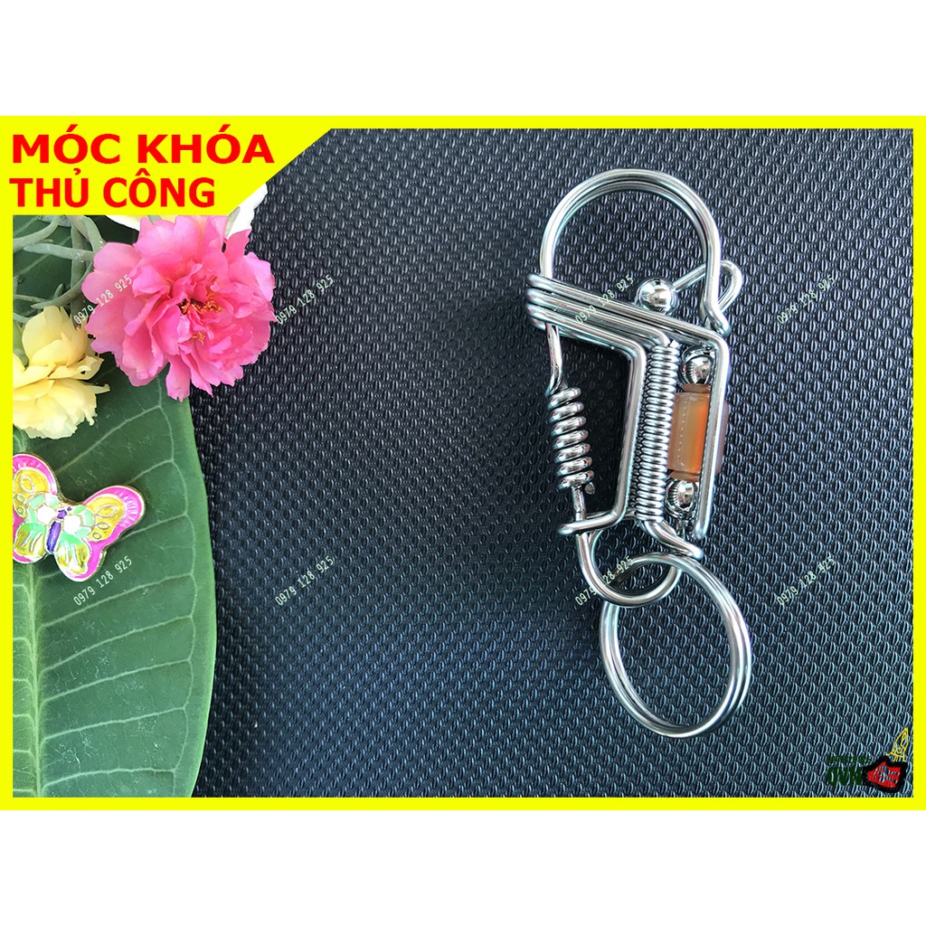 Móc khóa que hàn gắn hoa văn - Chất liệu Inox 308 sáng bóng làm thủ công