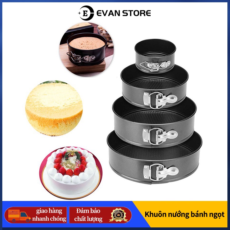 Round Non-Stick Cakes Molds Carbon Steel Removable Toast Bread Cake Pan Bakeware Sơn chống dính màu đen.
