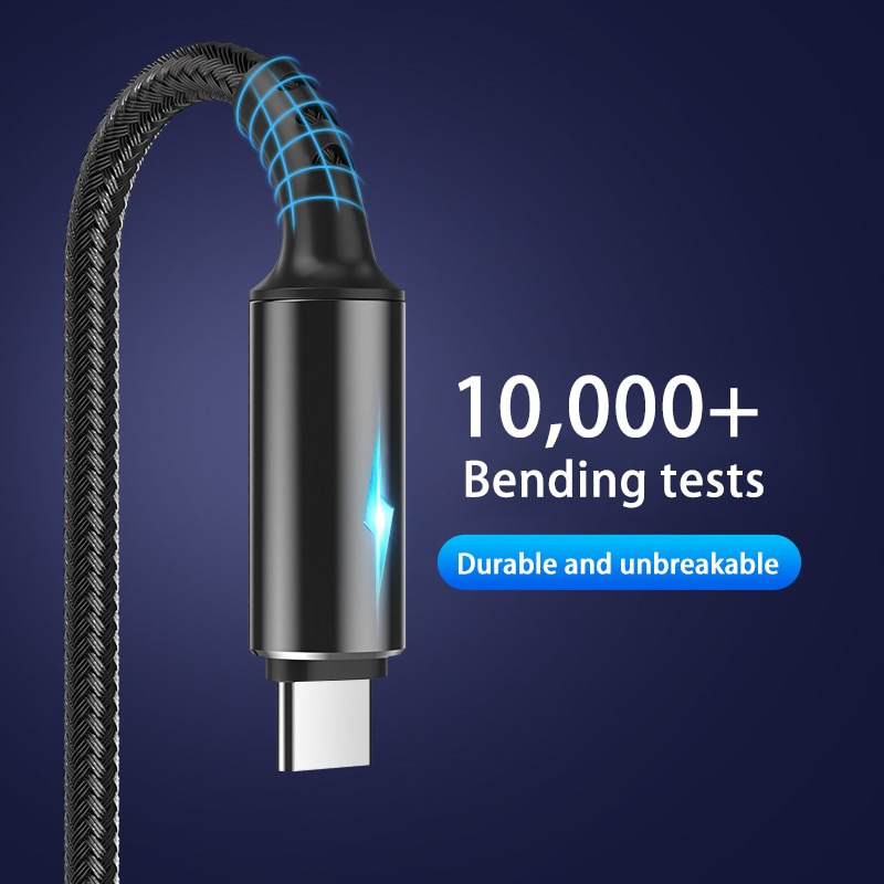 Cáp đèn LED 5A Loại C Sạc nhanh Cáp USB C cho điện thoại Xiaomi Huawei Note 7 Phụ kiện Cáp dữ liệu Bộ sạc Cáp USB