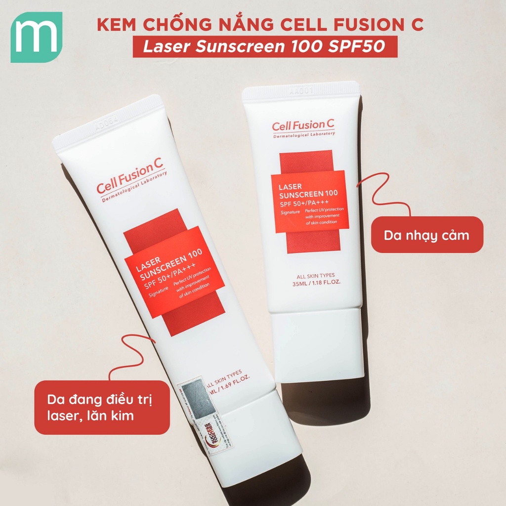 Kem chống nắng nâng tông da Cell Fusion C Toning Sunscreen 100 &amp; Laser Suncreen 100 tuýp 50ml full box