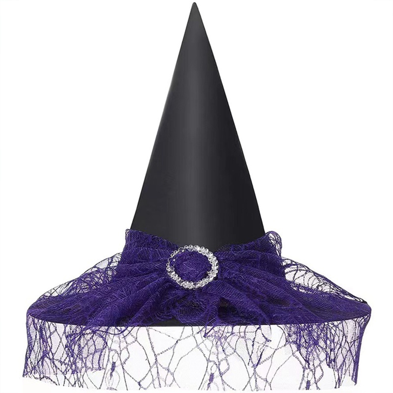 Nón Phù Thủy Màu Đen Đỏ Tím Hóa Trang Halloween Cho Người Lớn