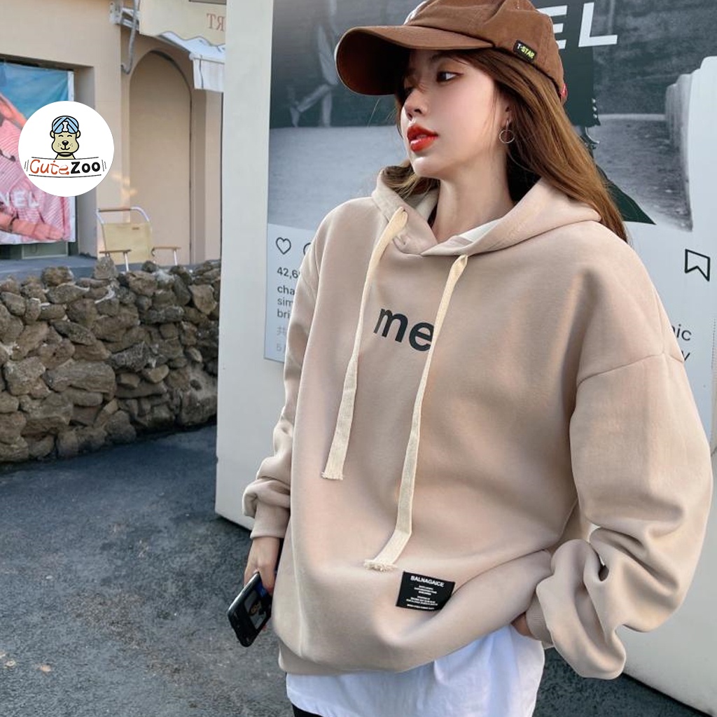 Áo Hoodie Nữ CUTEZOO Áo nỉ form rộng dài tay vintage ME