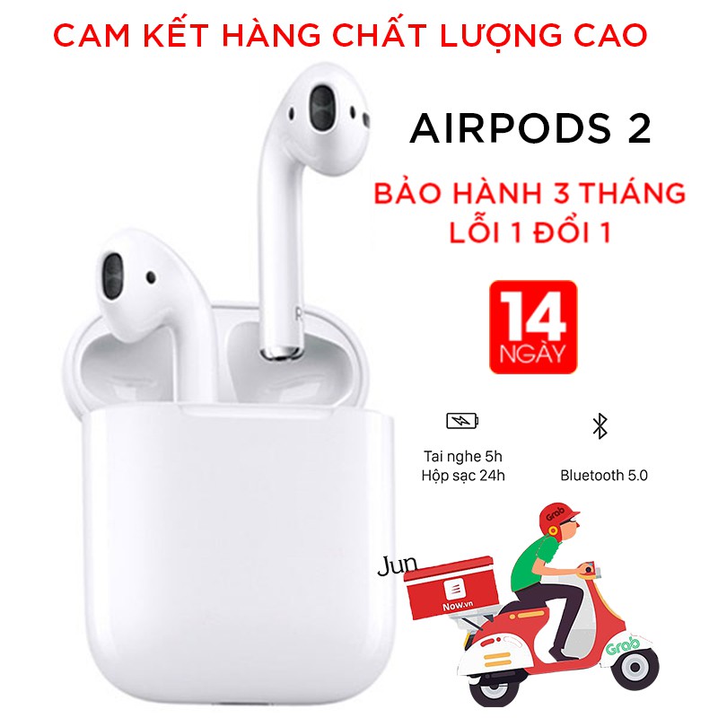 Tai Nghe Bluetooth Airpods 2 Hổ Vằn Chip Louda 1562M - Pin 5h [Định Vị - Đổi Tên - Sạc Khong Dây] Hàng Siêu Cấp