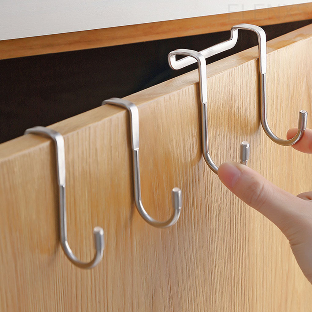 Móc treo áo khoác bằng thép không gỉ 304 hình chữ S gắn sau lưng cửa nhà bếp/ phòng tắm