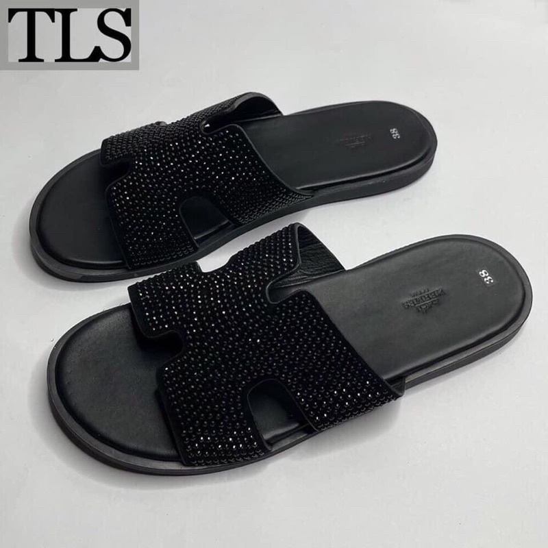 HOT- [ Video+Ảnh thật ] Dép lê nam quai ngang chữ nổi , dép HM đính đá - VIP