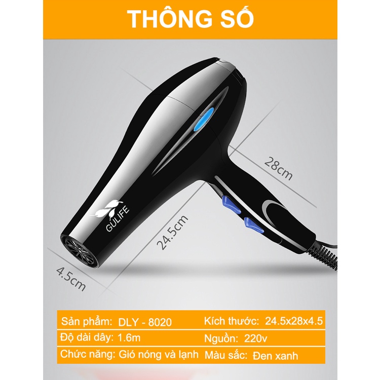 Máy Sấy Tóc Gulife - MST99 - 5 Chế độ, Hiệu Chỉnh Tốc Độ và Nhiệt Độ - bảo hành 3 tháng