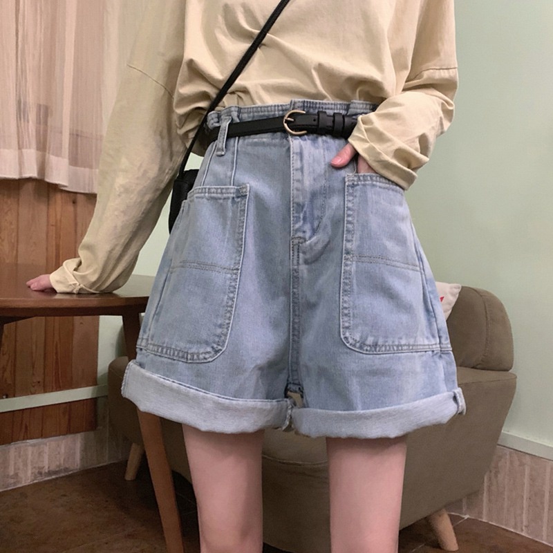 Quần Short Denim Lưng Cao Phong Cách Hàn Quốc Dành Cho Nữ