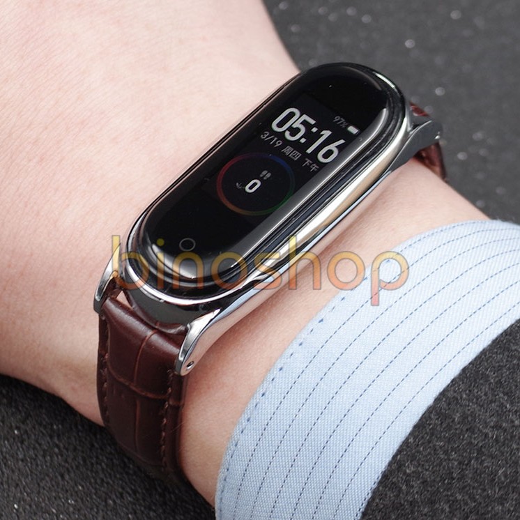 Dây đeo miband 5 da bò chính hãng MIJOBS, dây đeo thay thế mi band 5 da bò CLASSIC MIJOBS