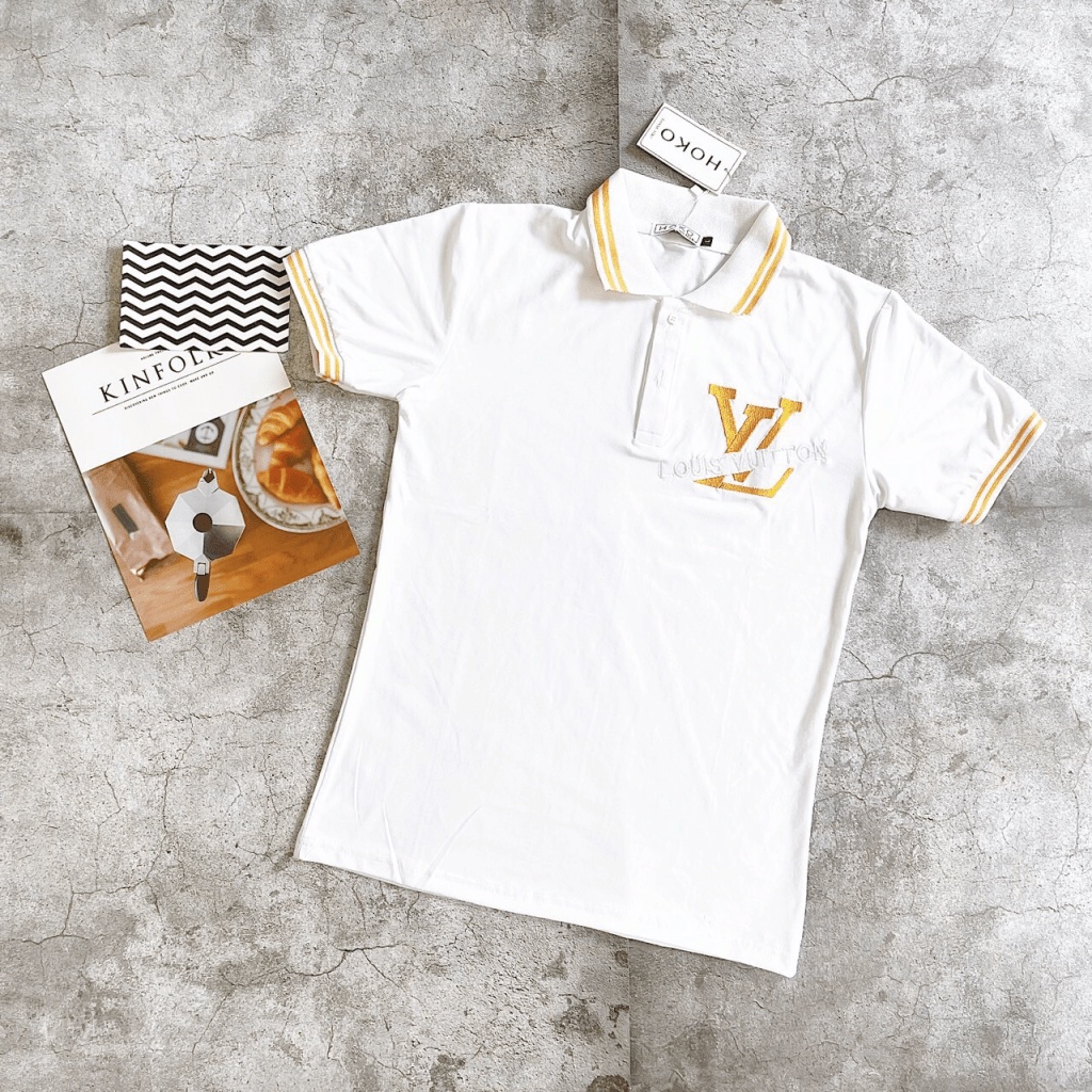 [FREE SHIP] ÁO THUN CỔ BẺ LVN HAI MÀU TRẮNG ĐEN DỄ PHỐI ĐỒ LỊCH LÃM SANG TRỌNG VLTN SHOP