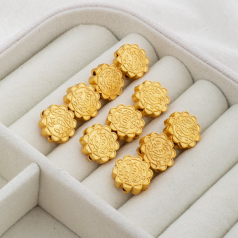 Hạt Xâu Làm Trang Sức Hình Vuông Bốn Lá Màu Vàng Đồng 18k