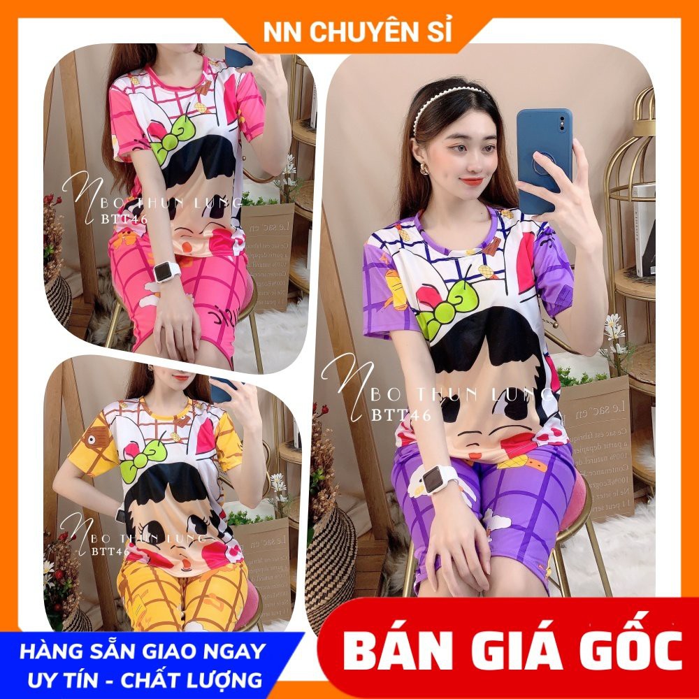 Đồ bộ mặc nhà ⚡ Đồ bộ nữ ⚡ Đồ bộ thun mềm mịn mát in hoạt hình dễ thương BTT45⚡ Ảnh thật