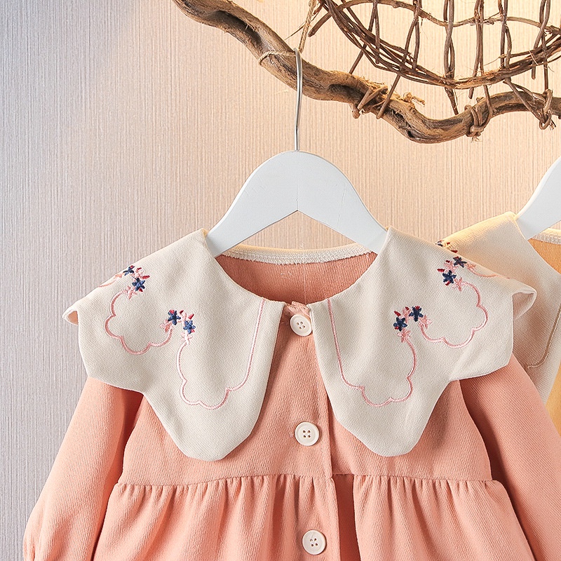 Đầm Dài Tay Phong Cách Hàn Quốc Đáng Yêu Dành Cho Bé Gái 0-4 Tuổi