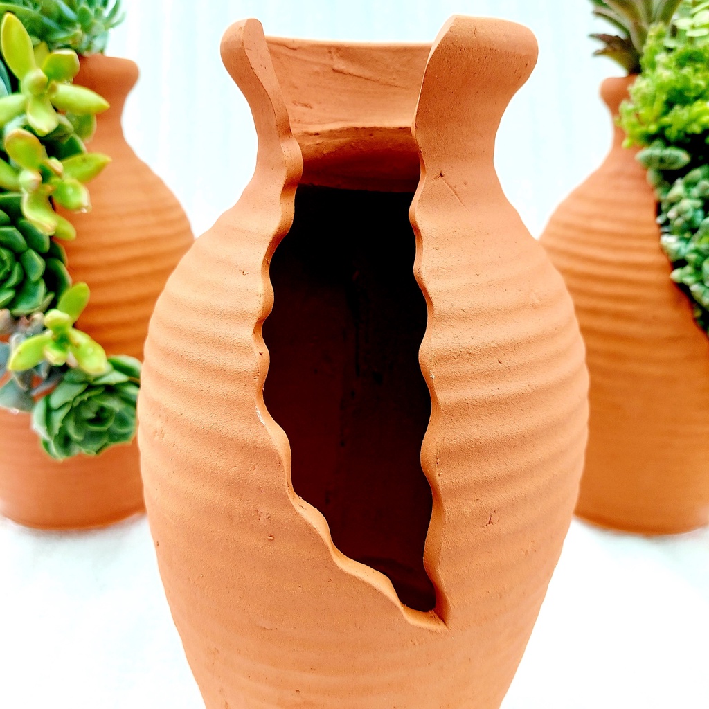 Chậu đất nung, Chậu sen đá - Bình hoa 925, miệng chậu 9cm, chiều cao 25cm