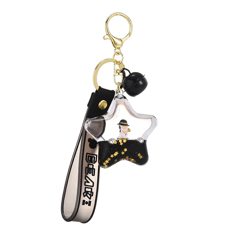 Móc Khóa Hình Ly Trà Sữa Màu Vàng Đen Sáng Tạo