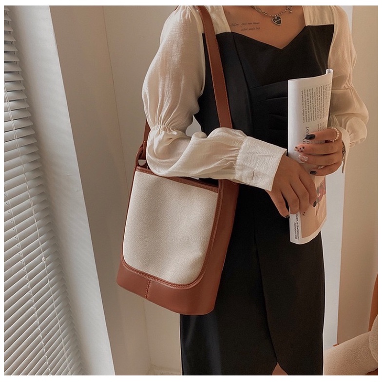 Karla bucket tote bag - Túi da đeo chéo cho nữ