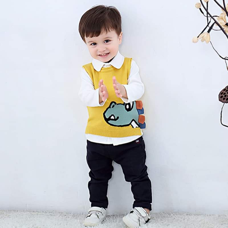 Áo len ghile cổ tròn cho bé