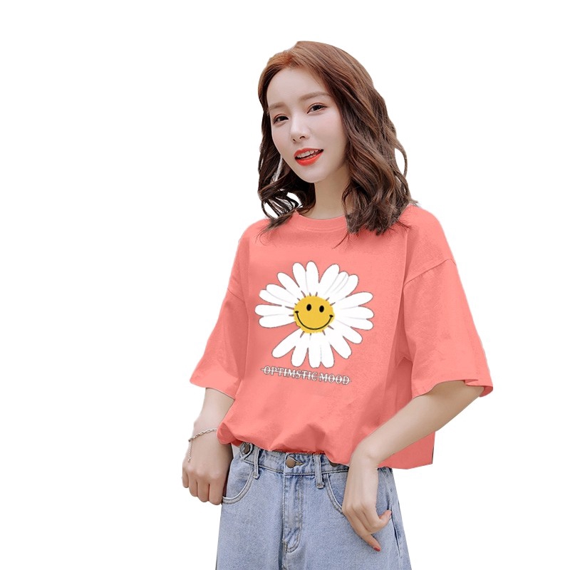 NRVP Áo thun tay ngắn dáng rộng in họa tiết thời trang 2020 dành cho nữ