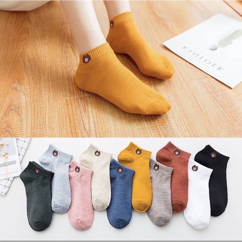 ♥️ Shop Uy Tín ♥️Tất Chân Vớ Chân Nữ Cotton In Hình Gấu Kute