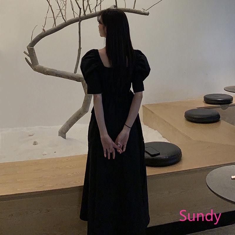 Đầm Đen Tay Phồng Phối Ren Thời Trang Mùa Hè Pháp Cho Bé Gái