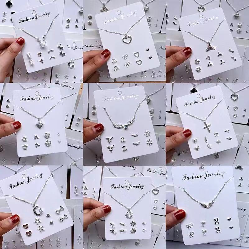 Set Vòng cổ/ Bông Tai/ Khuyên Tai Phối Ren Thời Trang Thanh Lịch Cho Nữ