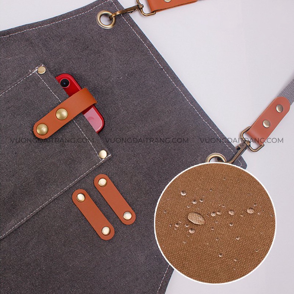 Tạp dề Canvas có thể điều chỉnh dây đeo, cho nhân viên spa, pha chế