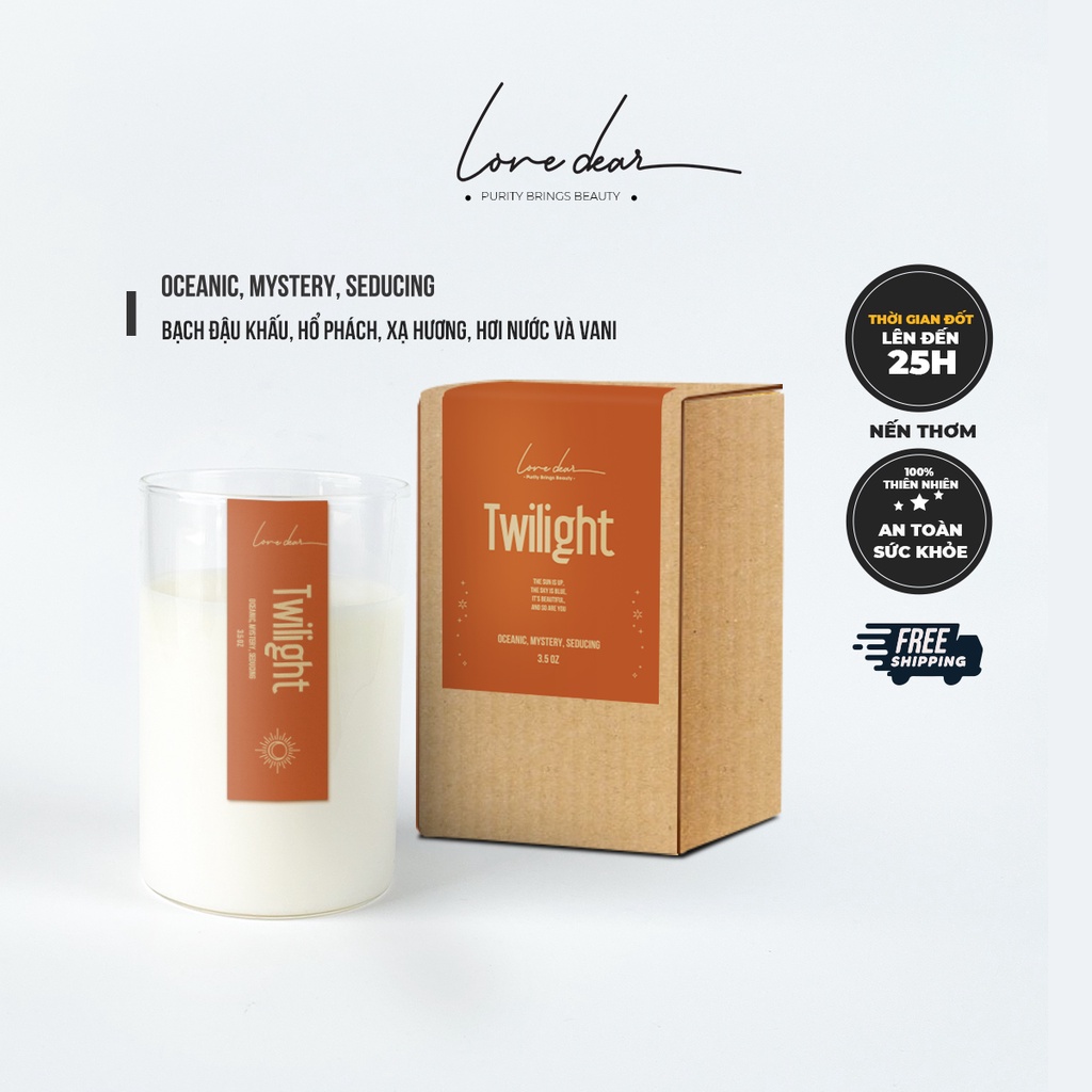 Nến Thơm Tinh Dầu Cao Cấp LoveDear - Twilight 100g Không Khói Decor Sang Trọng