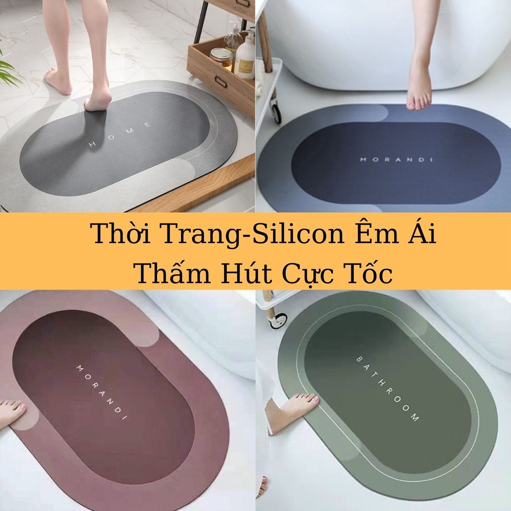 Thảm lau chùi chân Silicon thấm hút cho nhà tắm chống trượt êm ái