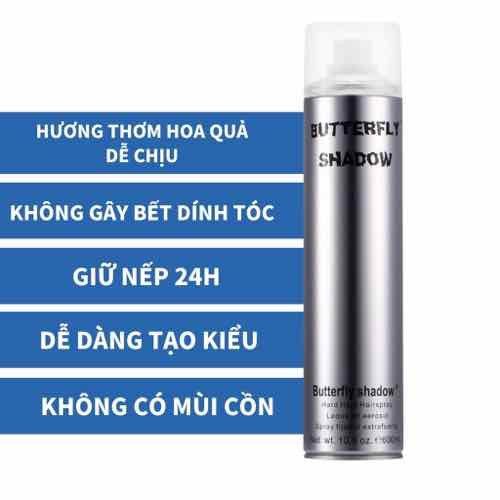 Gôm Xịt Tóc Butterfly Shadow 320ml Chính Hãng, Gôm Bạc Giữ Nếp Tạo Kiểu Nam Nữ