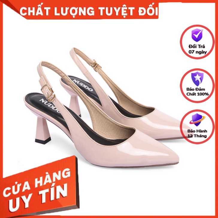 Giày slingback cao gót nữ công sở NUDDO mũi nhọn gót nhọn 7p - Hàng nhập khẩu
