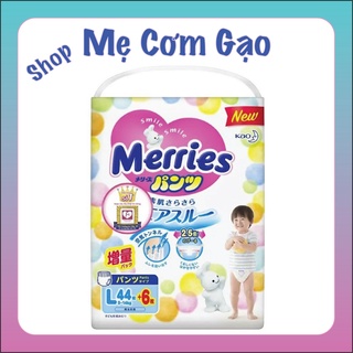 Bỉm tã dán/quần merries thêm miếng nội địa nhật size l44+6