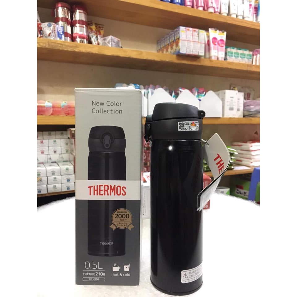 Bình giữ nhiệt Thermos 500ml nắp bật Nhật Bản JNR-504- MÀU ĐEN