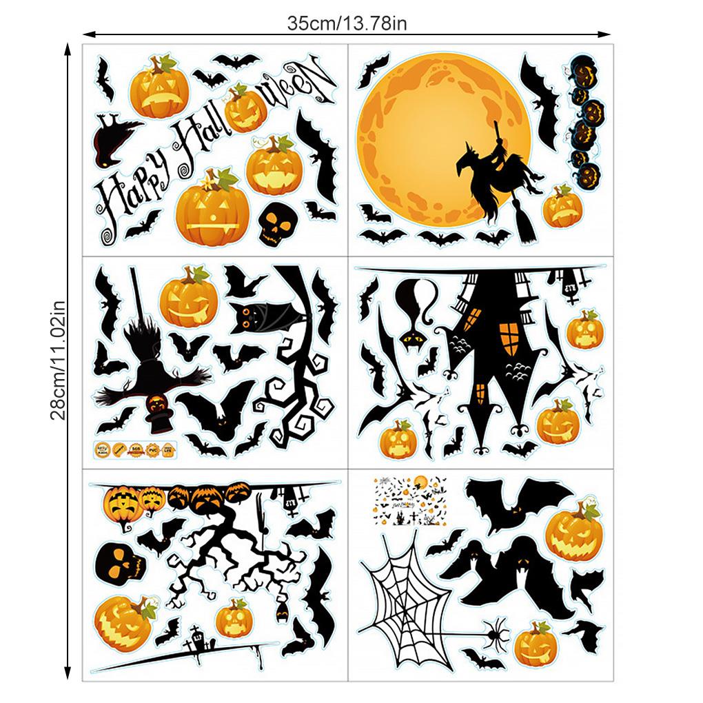 Set 65 Miếng Dán Cửa Kính Họa Tiết Halloween Độc Đáo