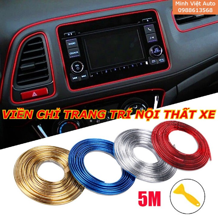 Chỉ Trang Trí Nội Thất Xe 3D- Cuộn 5m Chỉ Nẹp Viền Trang Trí Nội Thất Ô Tô Xe Hơi Chuyên Dụng