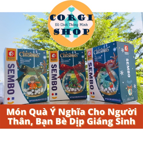 Lego GIáng Sinh Ông Già Noel, Đèn Phát Sáng, Đồ Chơi Mô Hình Trưng Bày, kích thước: lớn 33x7x31cm, nhỏ 12x9x7cm