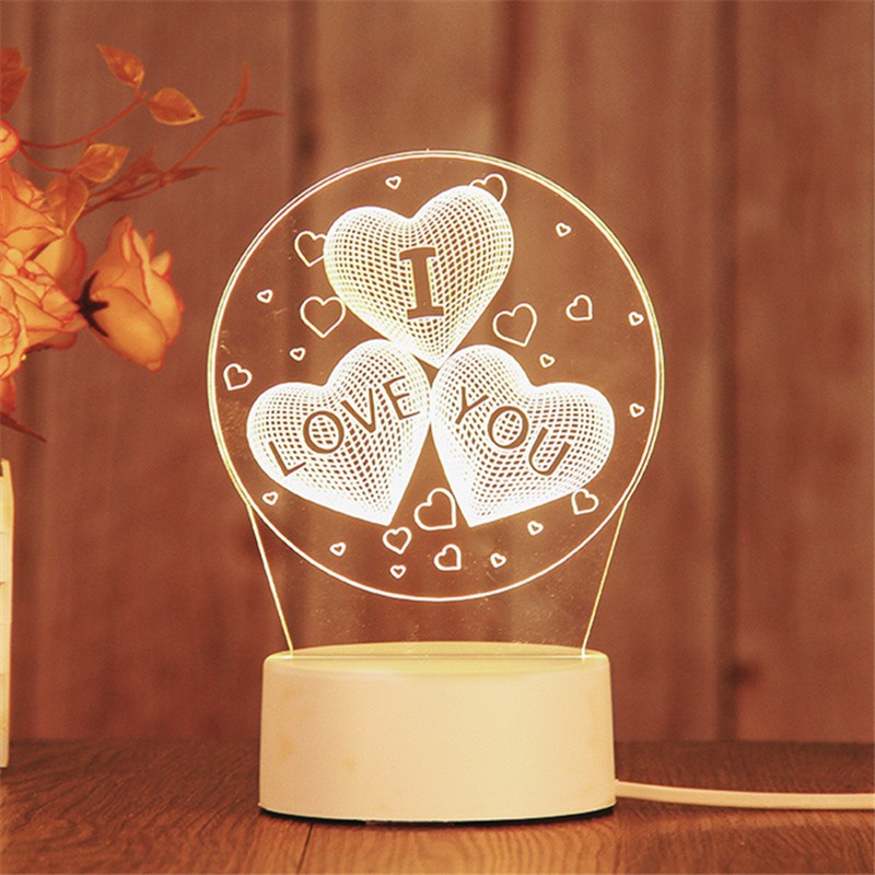 Đèn ngủ 3d để bàn 3 chế độ sáng, đèn ngủ led decor trang trí phòng ngủ đẹp