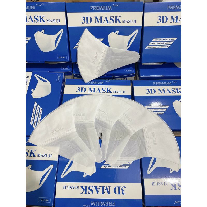 (RẺ NHẤT hộp 50c)Khẩu trang 3D Mask Monji công nghệ dập Nhật Bản hộp 50 cái - Hàng Chính Hãng công ty Trung Hiếu
