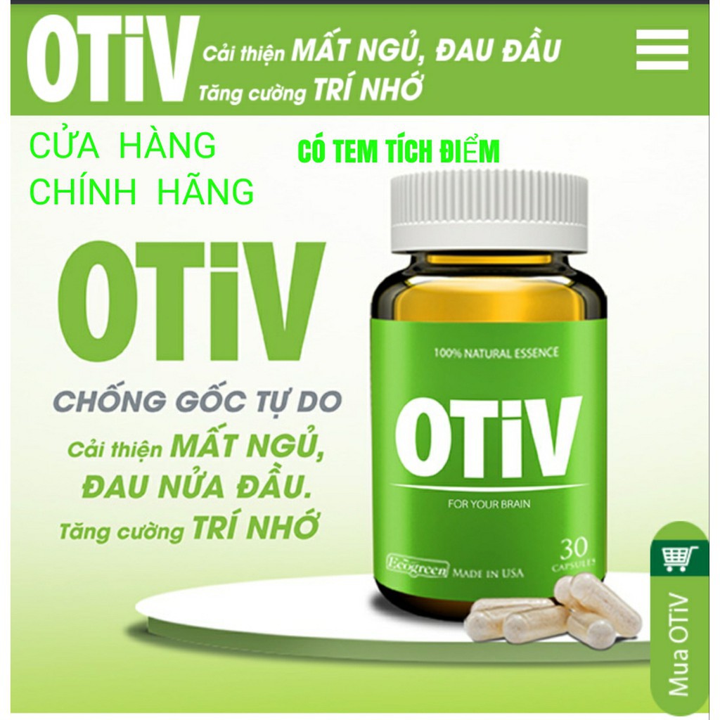 Otiv - Hỗ trợ cải thiện các bệnh lý mạch máu não, suy giảm trí nhớ mất ngủ - CN195