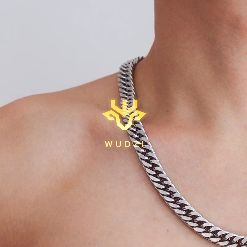 Dây chuyền nam titan tạo kiểu dây xích Cuban Snake bản to thép không gỉ phong cách Hiphop thời trang cá tính Unisex