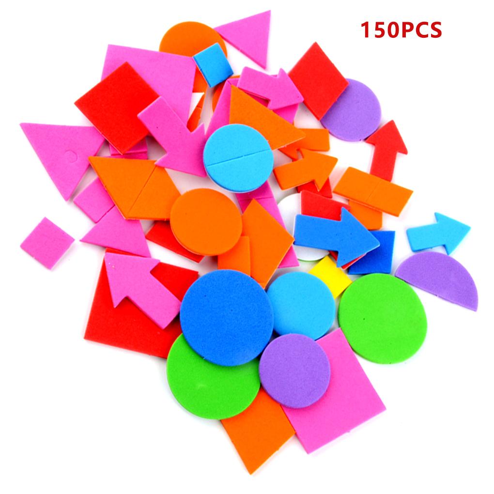 Set 150 Miếng Dán Xốp Hình Học Màu Sắc Ngẫu Nhiên Giáo Dục Sớm Cho Bé DIY