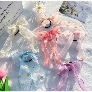 Dây cột tóc nơ lưới hoa cúc