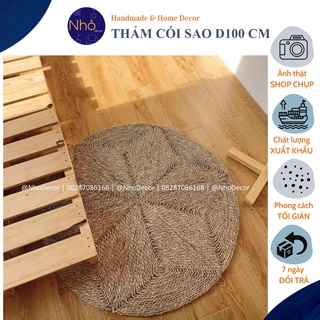 Thảm trải sàn phòng khách hình tròn bằng cói đường kính 100 cm Nhỏ Decor/ Round seagrass carpet D100