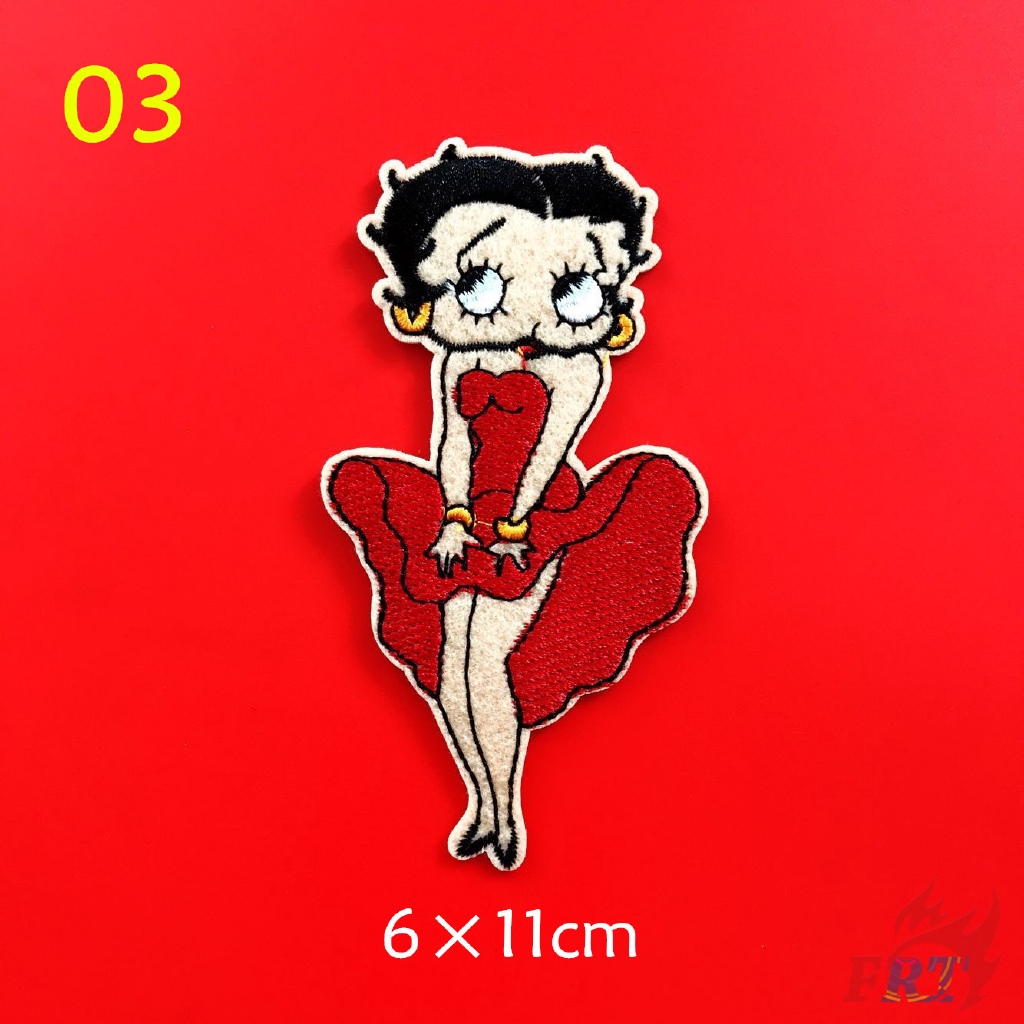 Miếng vá ủi thêu trang trí quần áo hình Betty Boop DIY