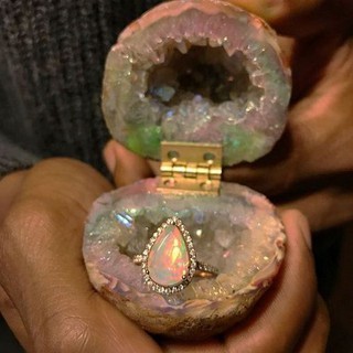 Nhẫn Hình Hoa Hồng Đính Đá Opal Thời Trang Cho Nữ